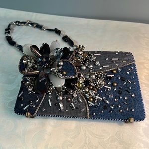 Mary Frances denim blue beaded bag